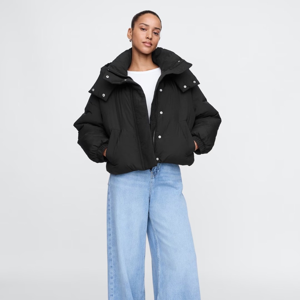 Cropped Duvet Wrap Puffer Jacket